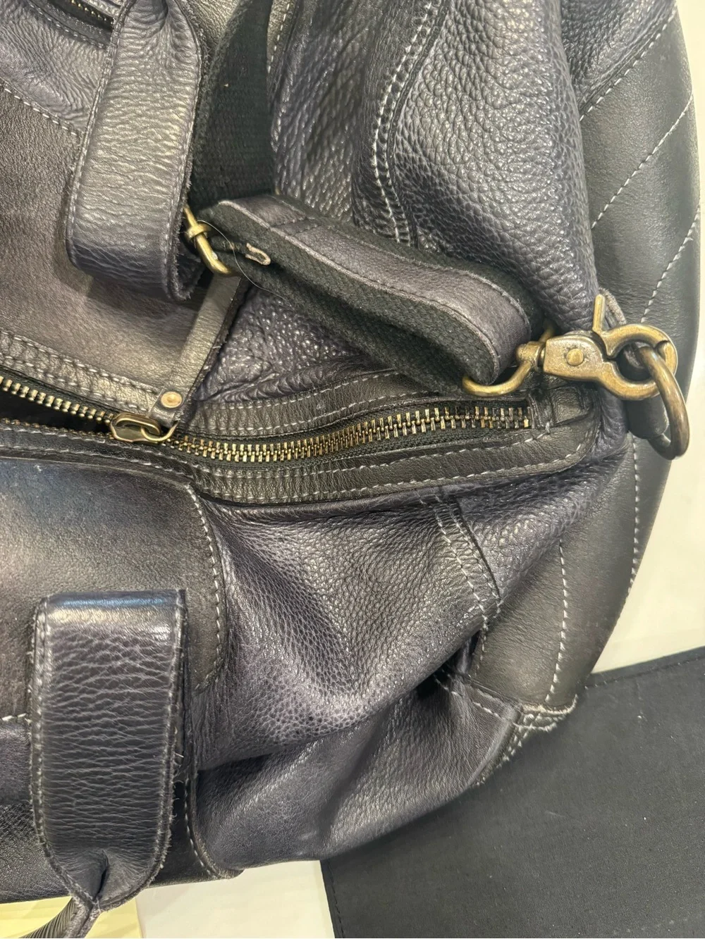 Bed Stu distressed black Leather travel duffel bag